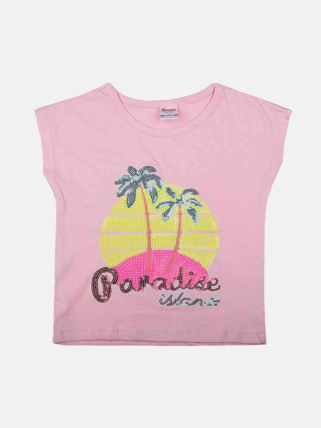 

V-Mart Girls Embellished Sequinned Extended Sleeves Cotton T-shirt, Pink