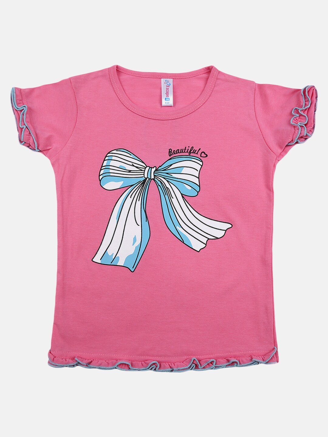 

V-Mart Girls Graphic Printed Cotton T-shirt, Fuchsia