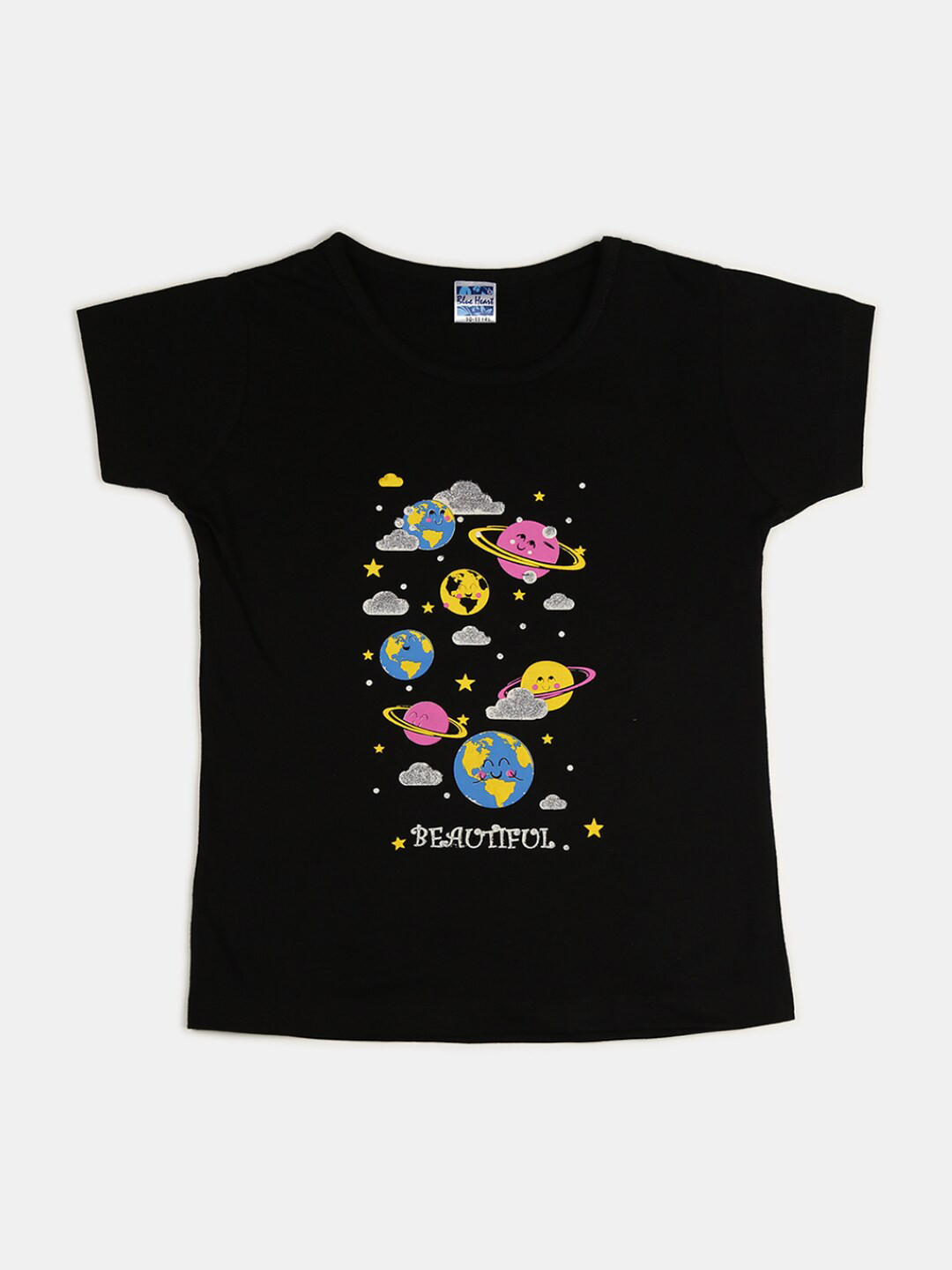 

V-Mart Girls Graphic Printed Cotton T-shirt, Black