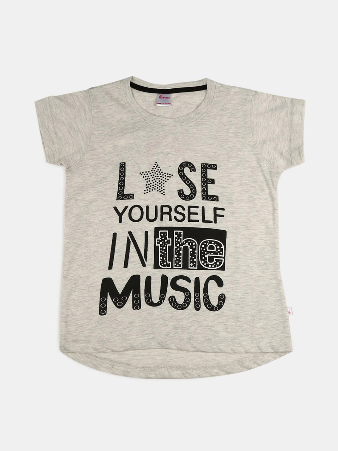 

V-Mart Girls Typography Round Neck Cotton T-shirt, Grey