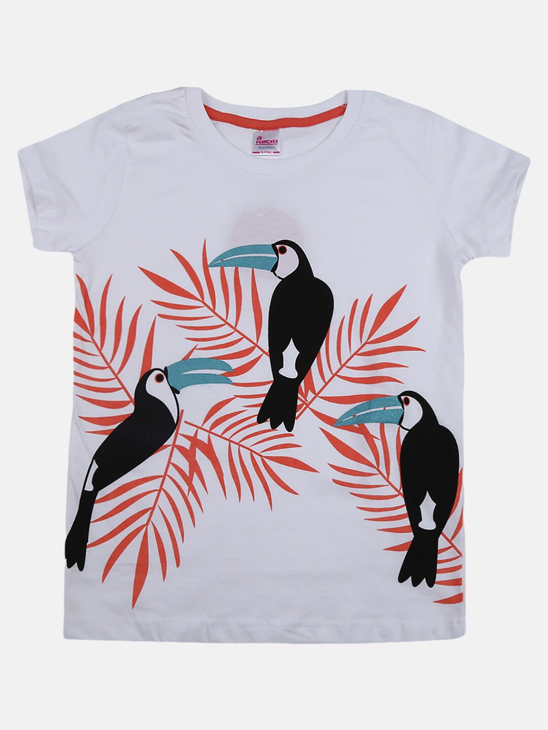 

V-Mart Girls Floral Printed Tropical Cotton T-shirt, White