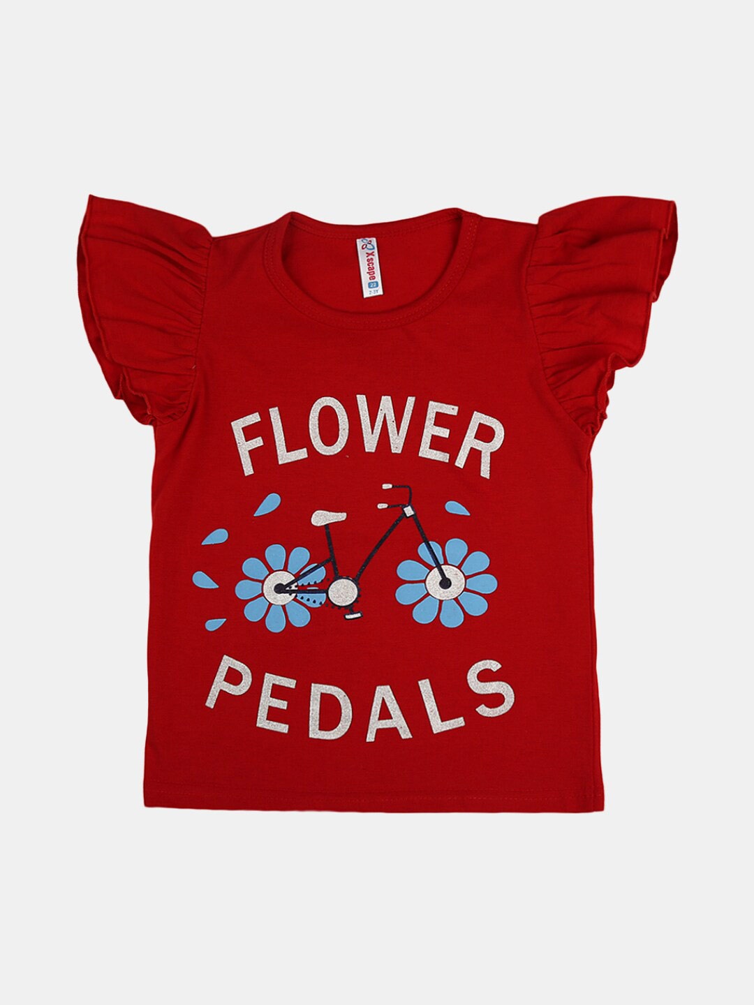 

V-Mart Girls Typography Cap Sleeve Cotton T-shirt, Red