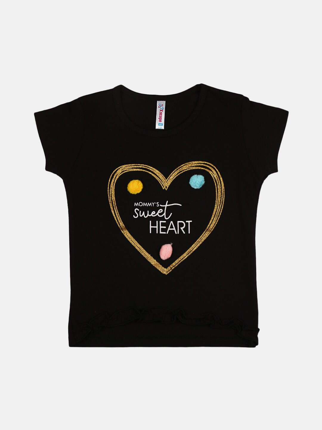 

V-Mart Girls Typography Round Neck Cotton T-shirt, Black