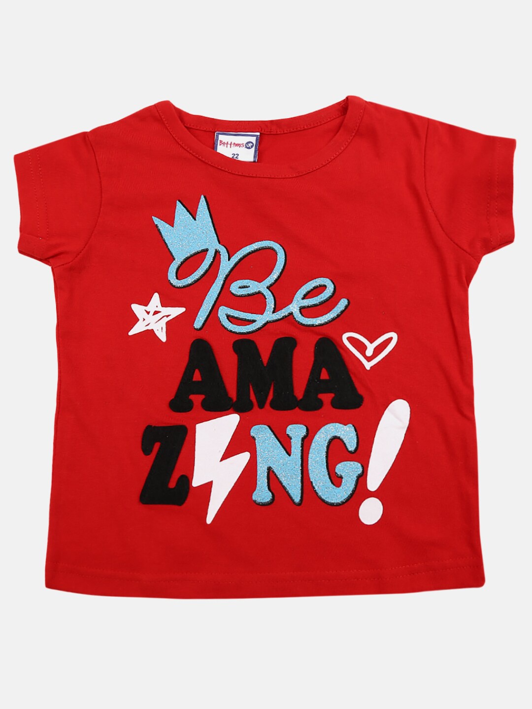 

V-Mart Girls Typography Printed Cotton T-shirt, Red