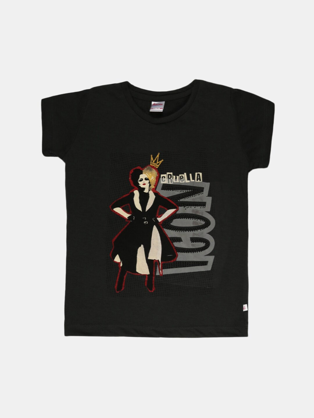 

V-Mart Girls Graphic Printed Round Neck Cotton T-shirt, Charcoal