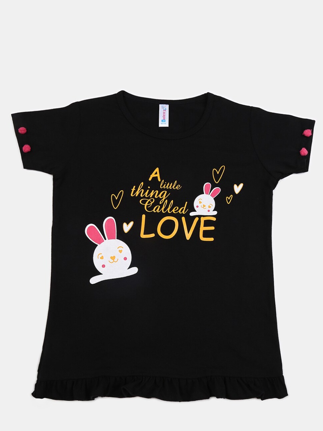 

V-Mart Girls Graphic Printed Cotton T-shirt, Black