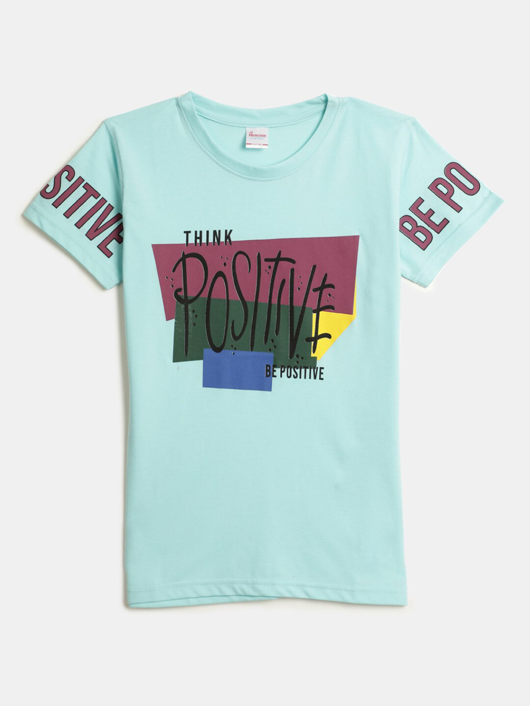 

V-Mart Girls Typography Round Neck Cotton T-shirt, Blue