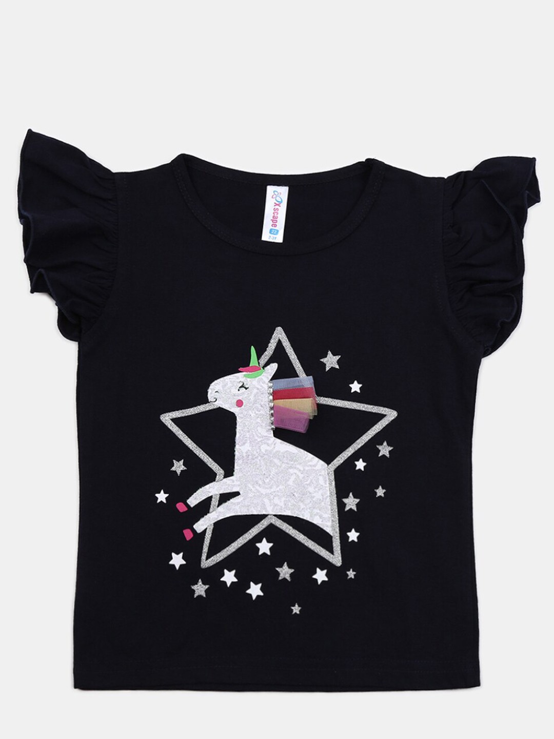 

V-Mart Girls Typography Round Neck Cotton T-shirt, Navy blue