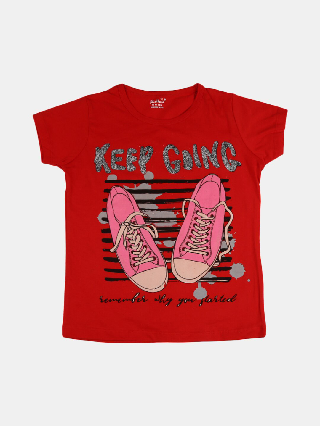 

V-Mart Girls Typography Round Neck Cotton T-shirt, Red