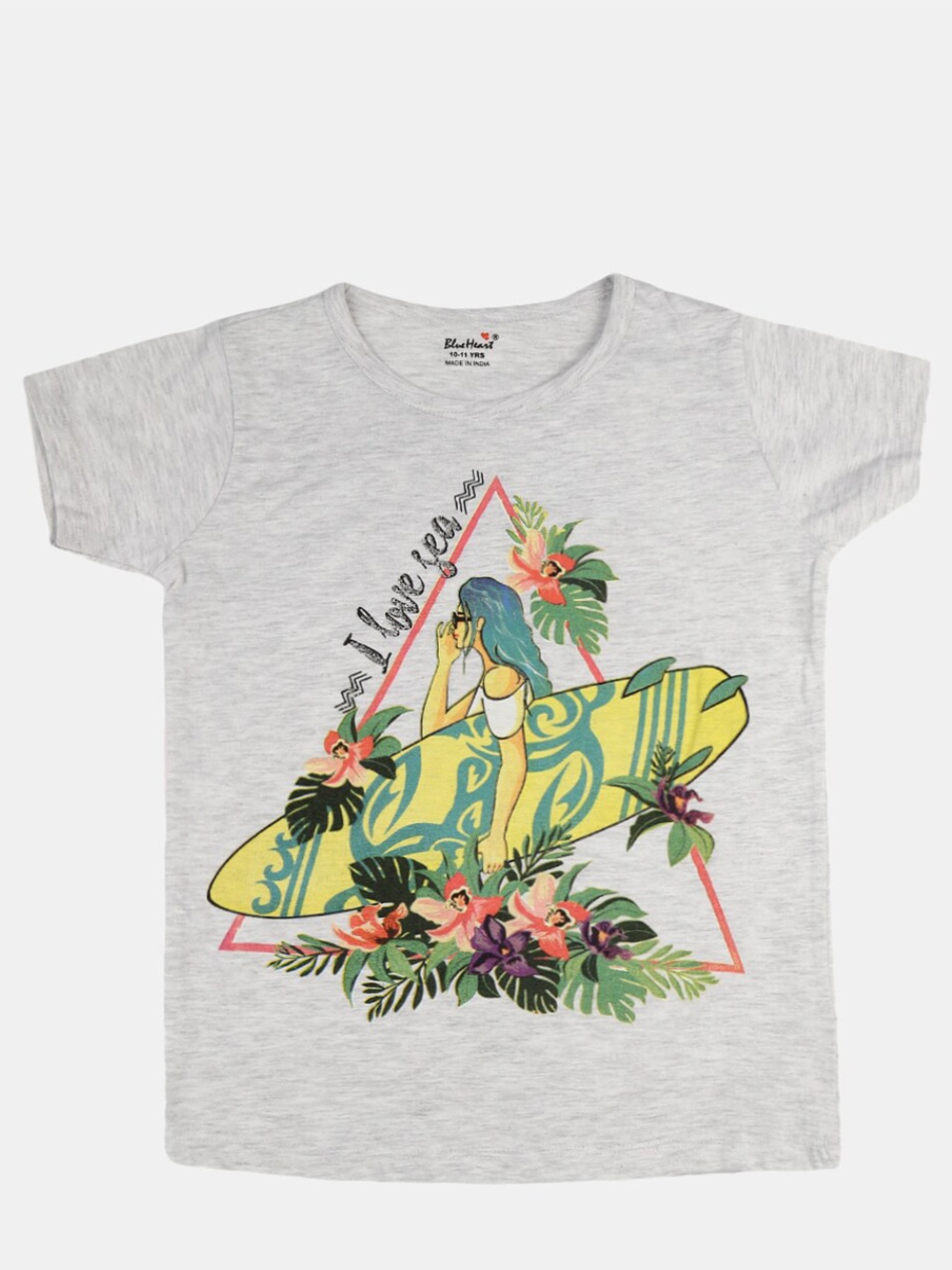 

V-Mart Girls Graphic Printed Cotton T-shirt, Grey