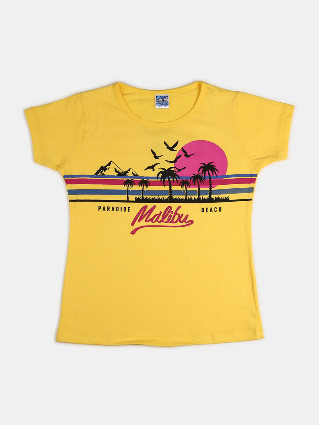 

V-Mart Girls Graphic Printed Round Neck Cotton T-shirt, Yellow