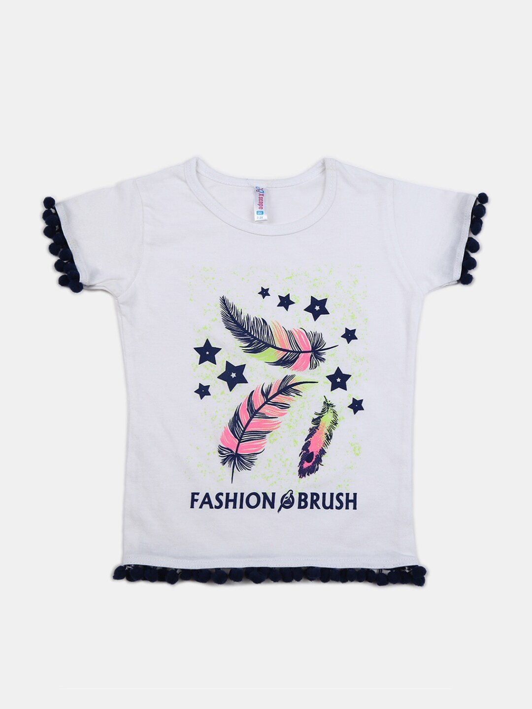 

V-Mart Girls Graphic Printed Cotton T-shirt, White
