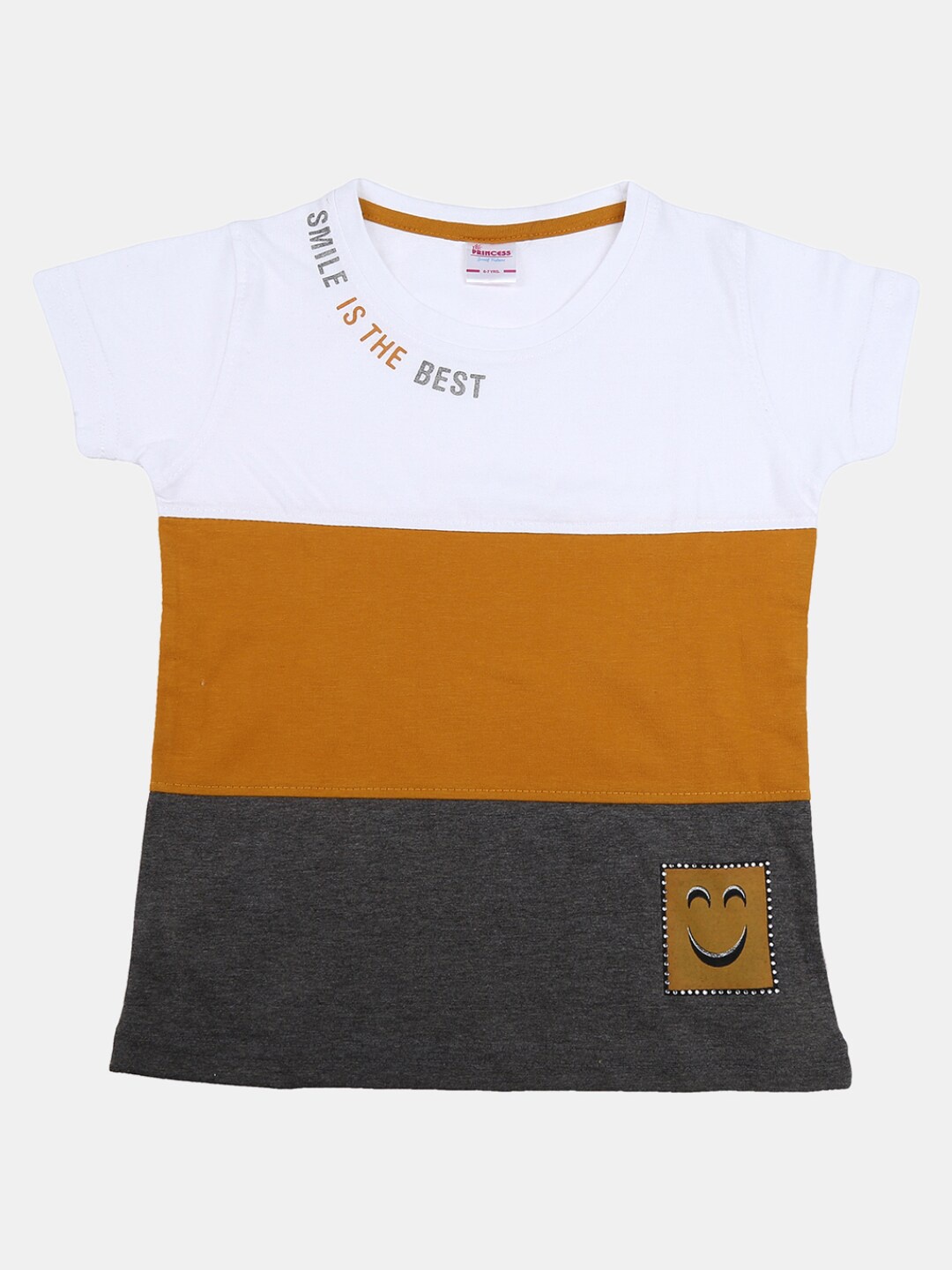

V-Mart Girls Colourblocked Cotton T-shirt, White