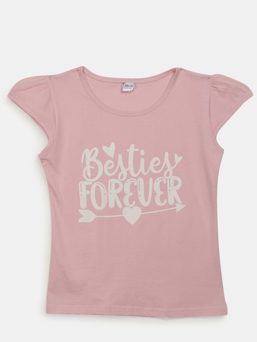 

V-Mart Girls Typography Printed Cotton T-shirt, Pink
