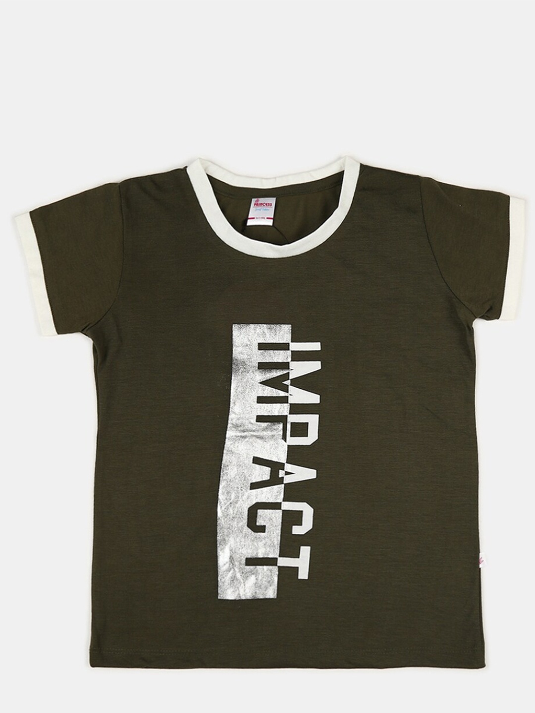 

V-Mart Girls Typography Printed Cotton T-shirt, Olive