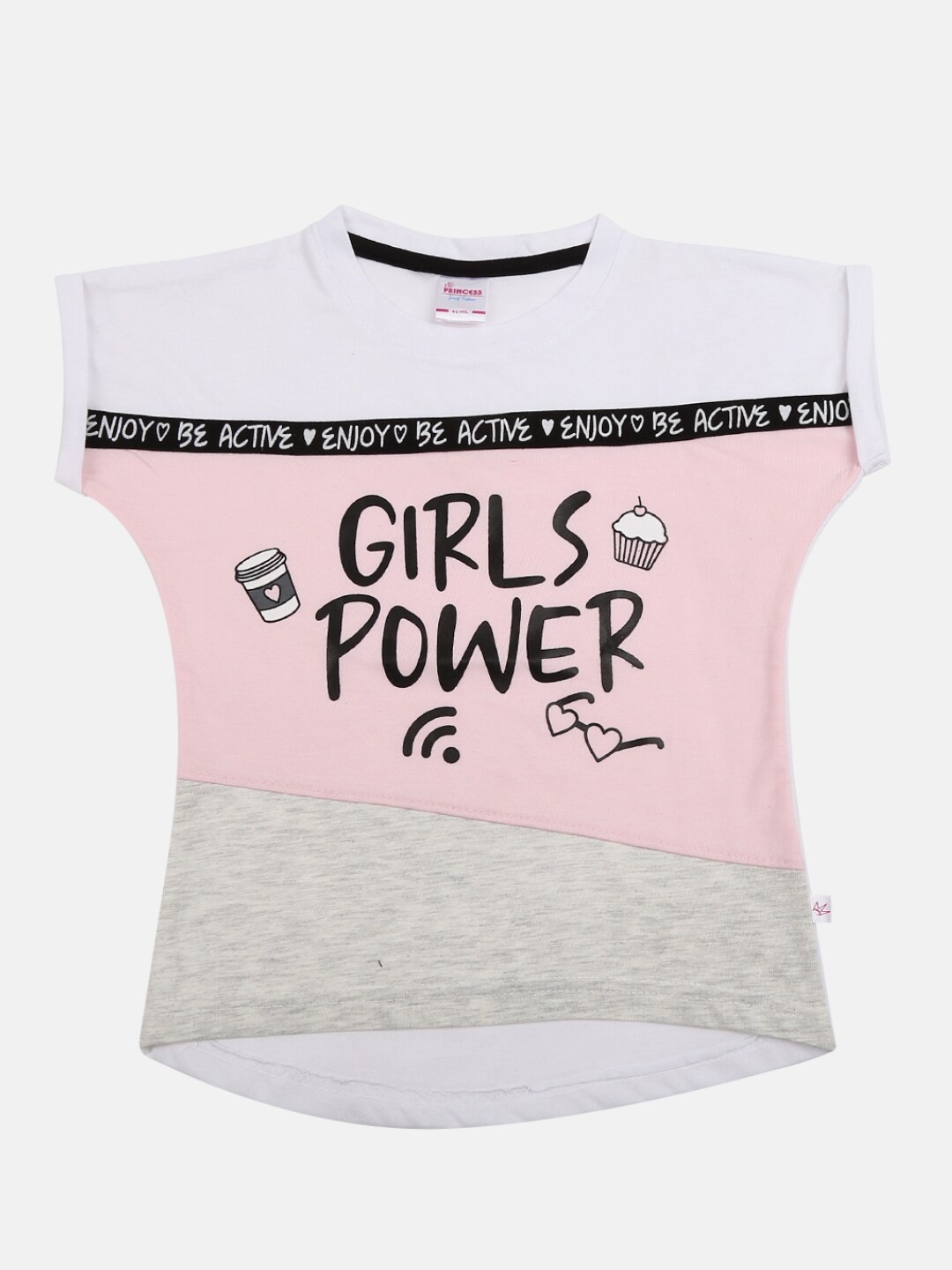 

V-Mart Girls Typography Printed Dolman Sleeve Cotton T-shirt, Off white