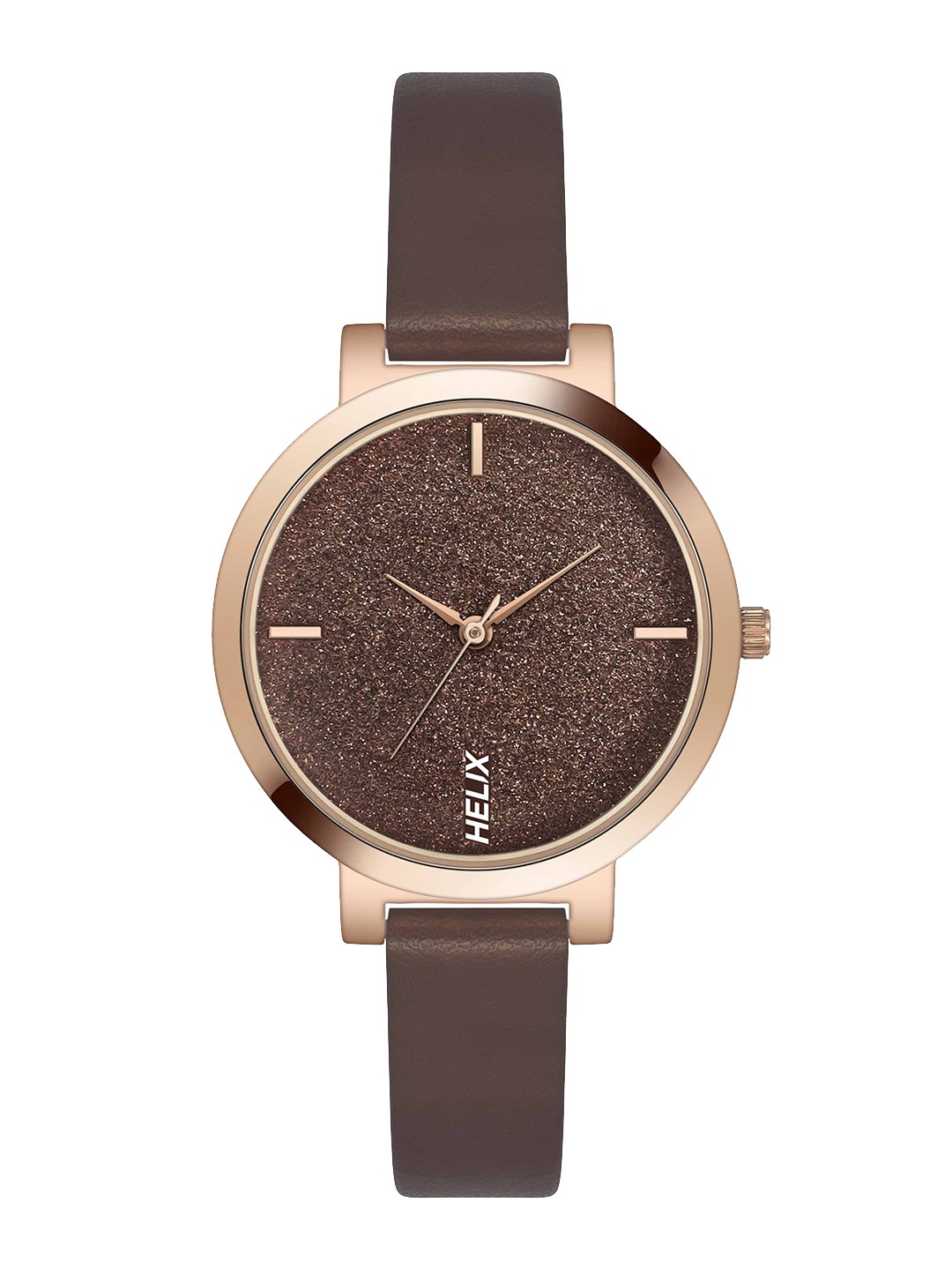 

Helix Women Embellished Dial & Leather Bracelet Style Straps Analogue Watch TW041HL20, Brown