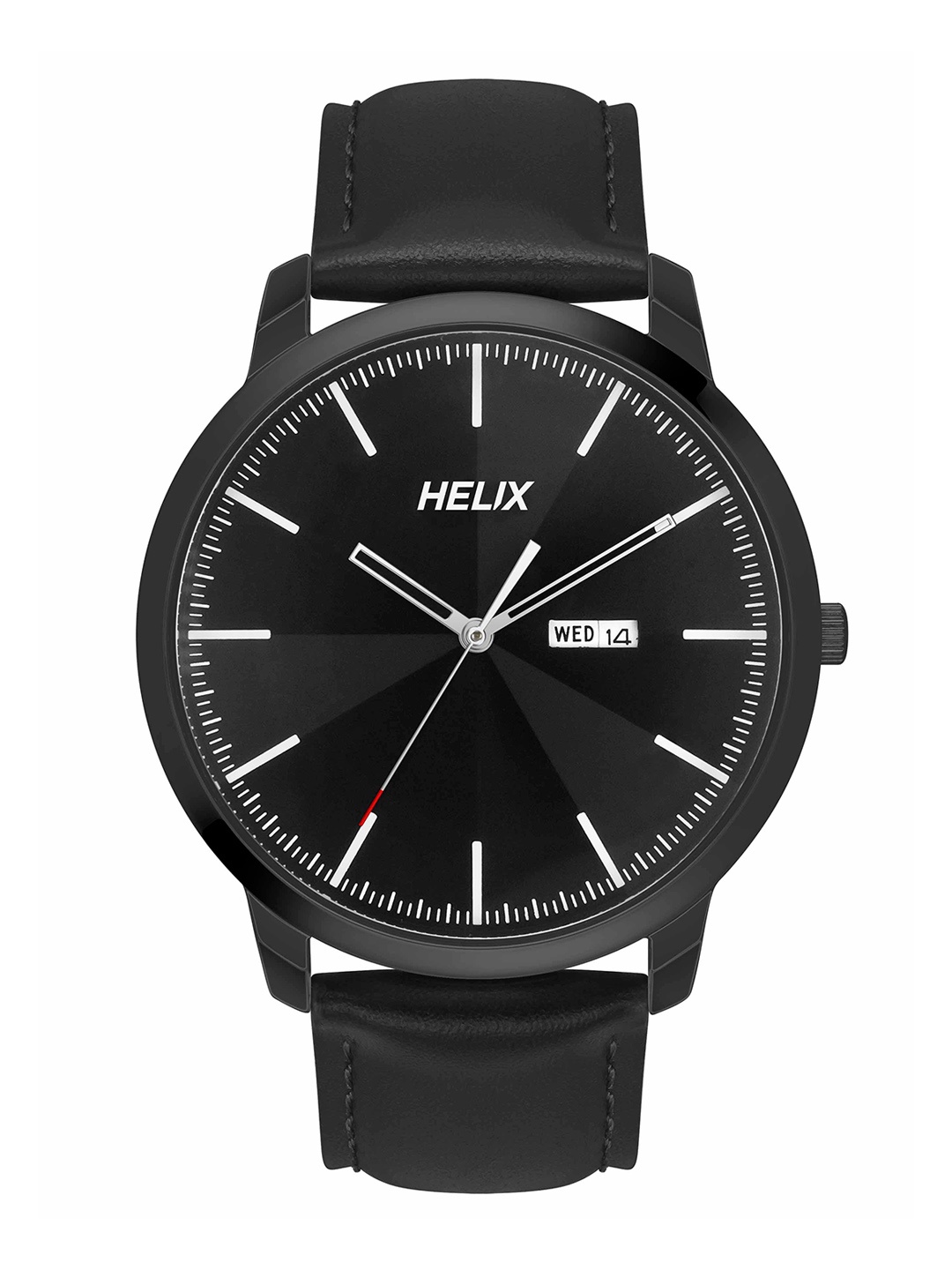 

Helix Men Brass Dial & Leather Straps Analogue Watch TW039HG15, Black
