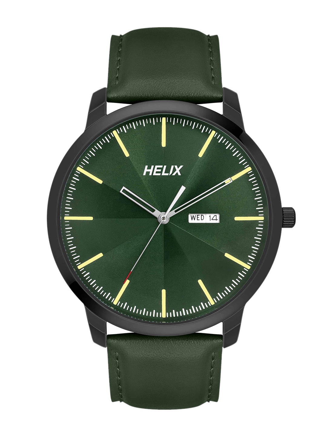 

Helix Men Brass Dial & Leather Straps Analogue Watch TW039HG16, Green