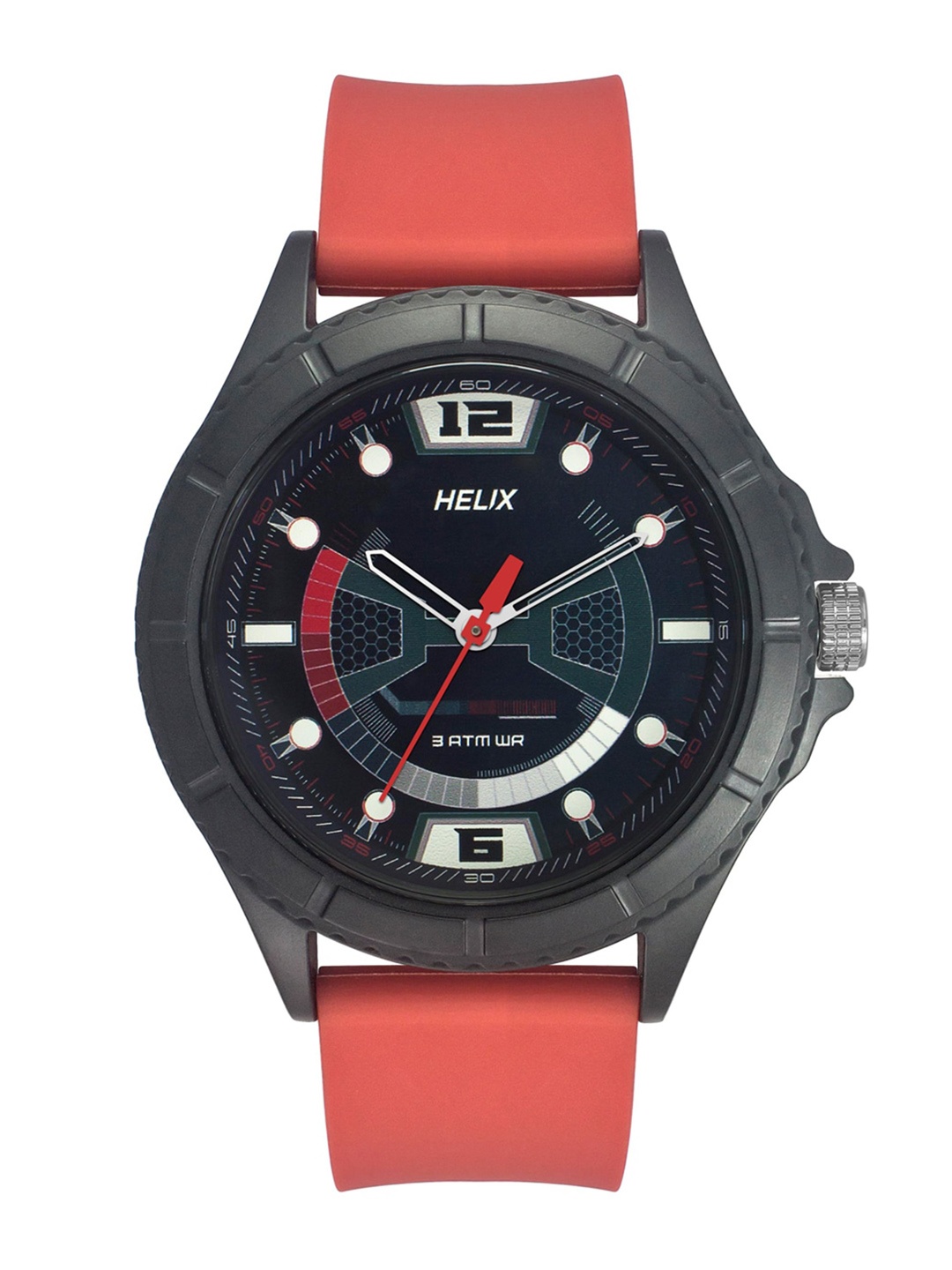 

Helix Men Textured Dial & Straps Analogue Watch TW033HG20, Black