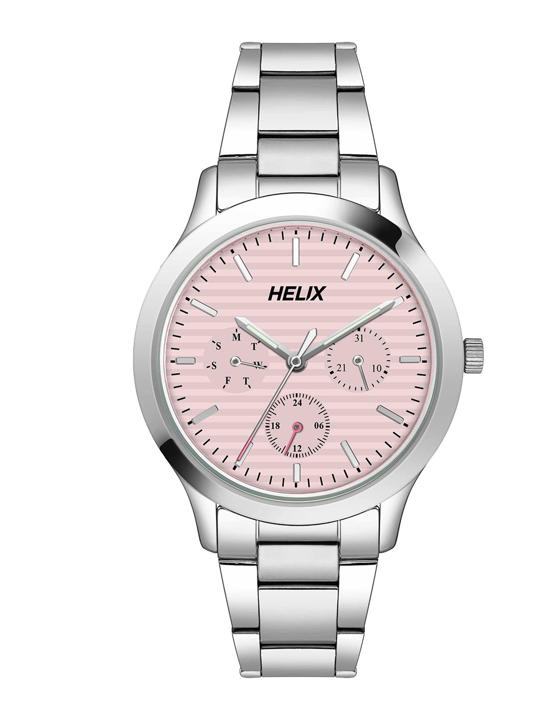 

Helix Women Brass Dial & Stainless Steel Bracelet Style Straps Analogue Watch TW053HL00, Pink