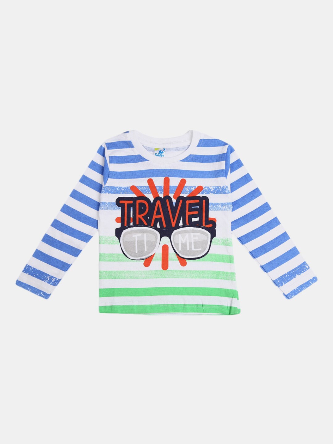 

V-Mart Infant Kids Striped Cotton T-shirt, White