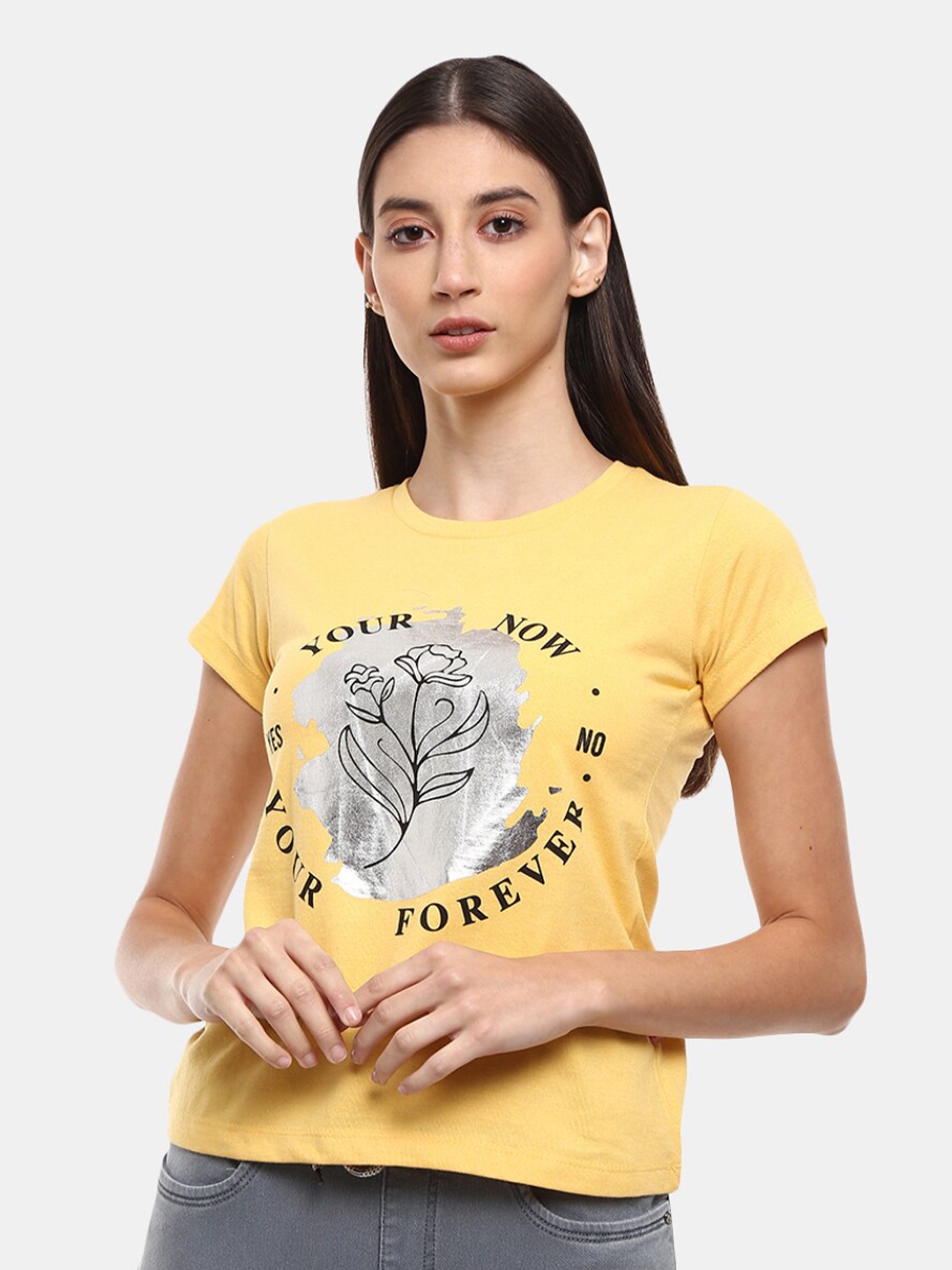 

V-Mart Graphic Printed Cotton T-shirt, Yellow