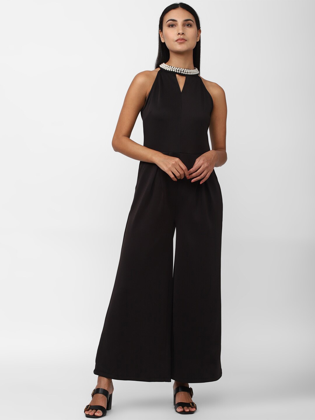 

Van Heusen Woman Halter Neck Basic Jumpsuit With Embellished, Black