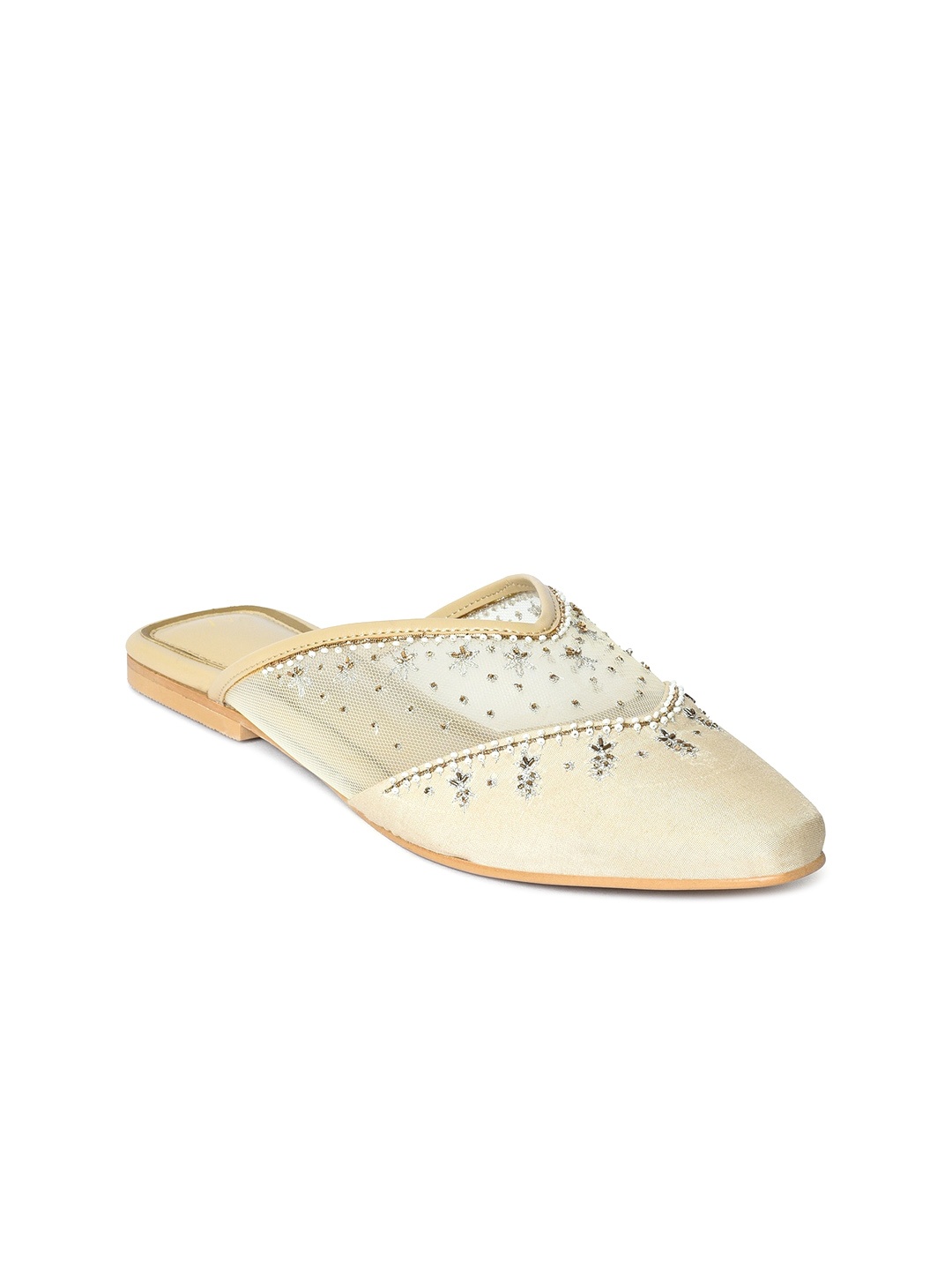 

W Women Embroidered Mules, Beige