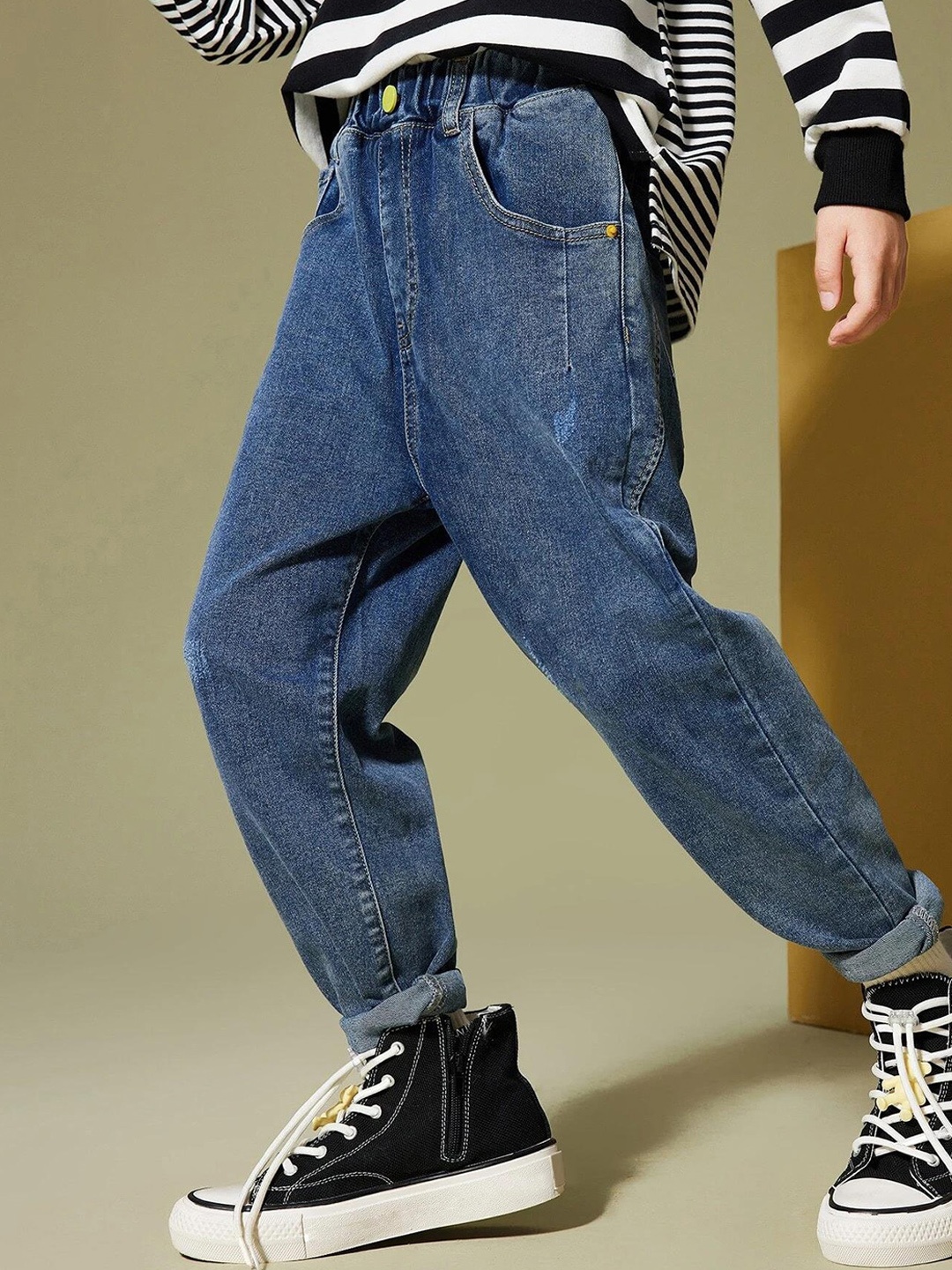 

Kotty Boys Jean Regular Fit Mid-Rise Light Fade Stretchable Jeans, Blue