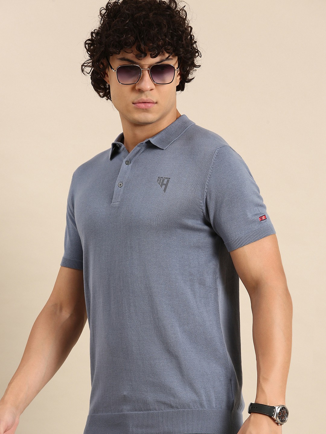 

Being Human Solid Polo Collar Pure Cotton Casual T-shirt, Grey