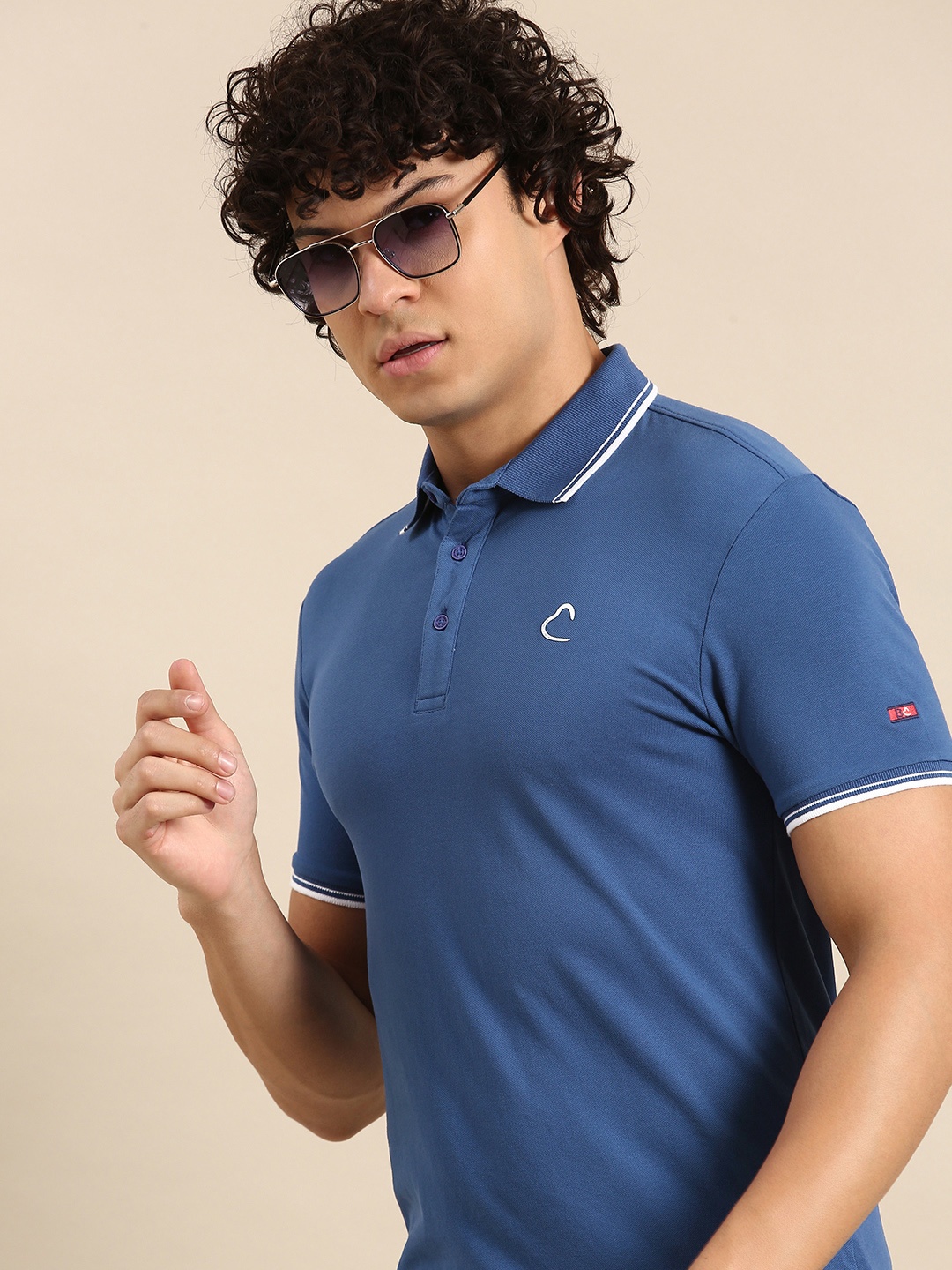 

Being Human Men Blue Polo Collar Pure Cotton T-shirt
