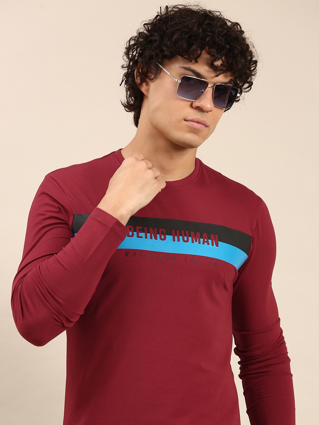 

Being Human Typography & Striped T-shirt, Red