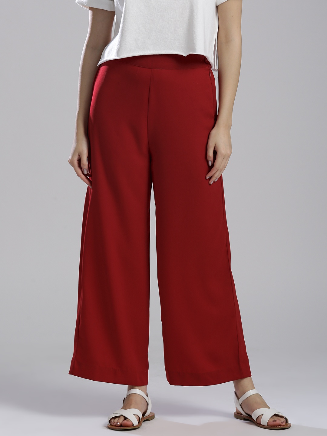 

Wishful by W Women Red Flared Solid Palazzos