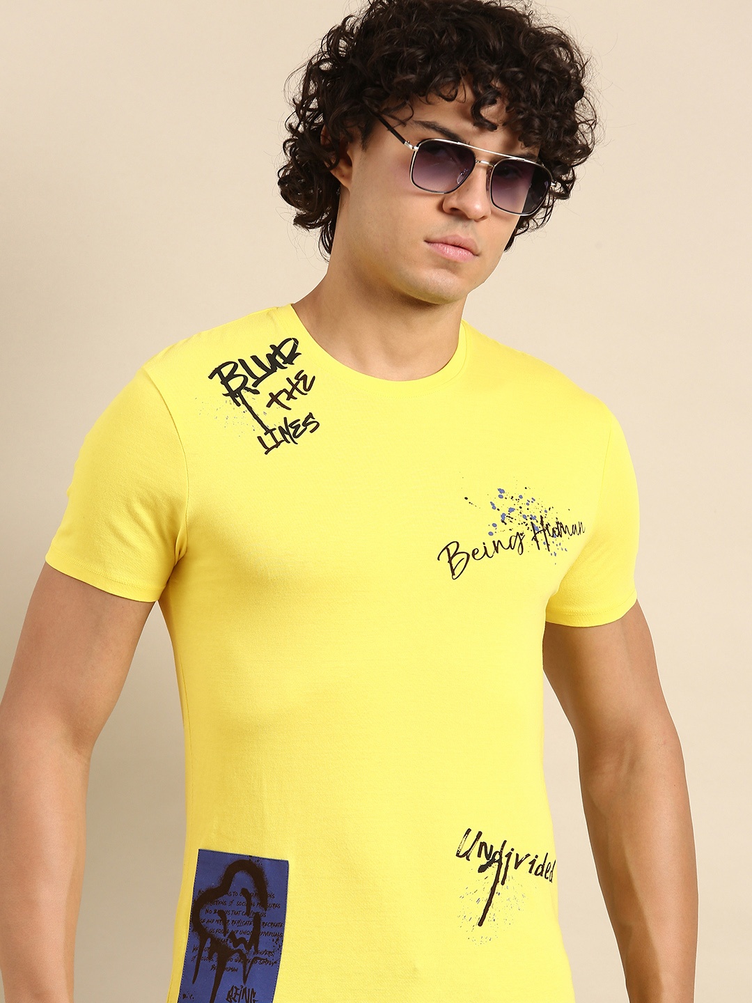 

Being Human Brand Logo Printed Pure Cotton T-shirt, Yellow