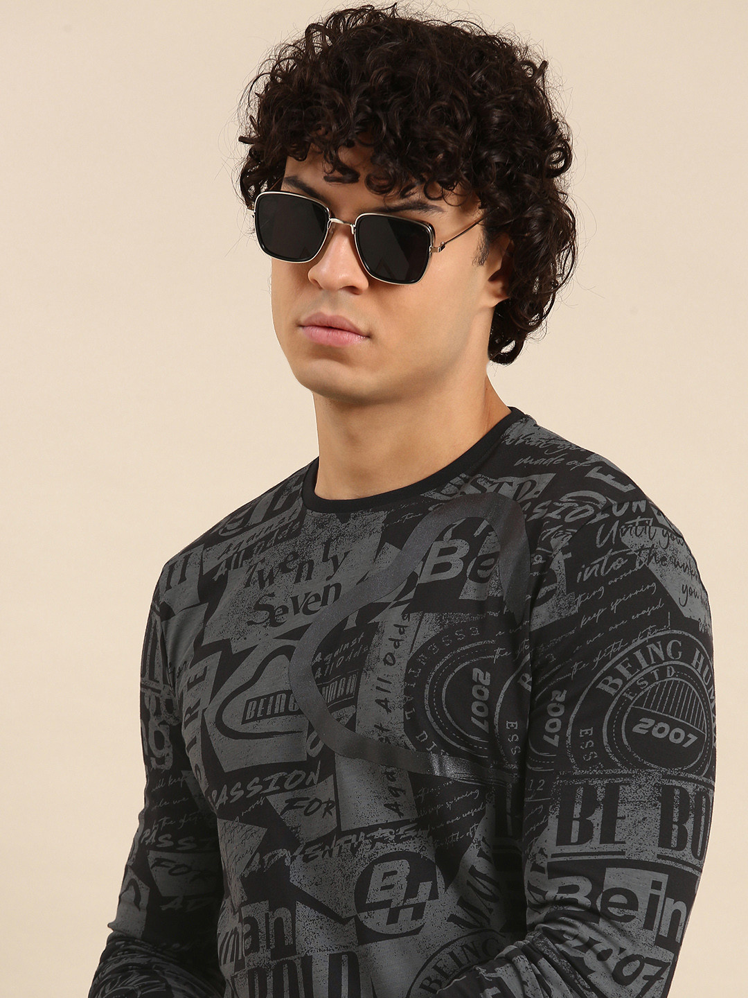 

Being Human Men Typography Printed Pure Cotton T-shirt, Black