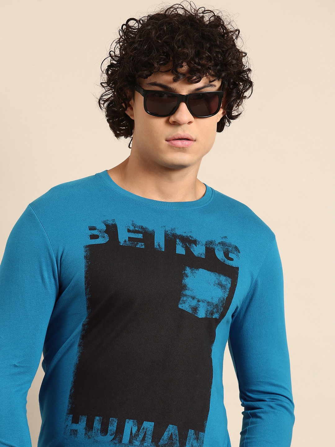 

Being Human Graphic Printed Pure Cotton T-shirt, Blue