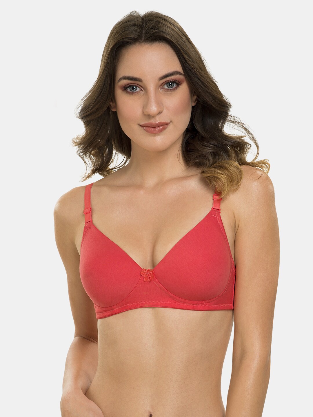 

Tweens Full Coverage Lightly Padded All Day Comfort Seamless Cotton Minimizer Bra, Coral