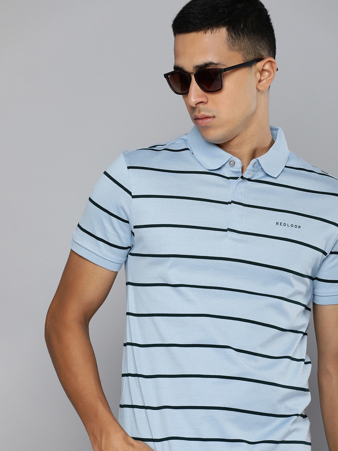 

Levis Striped Polo Collar Pure Cotton T-shirt, Blue
