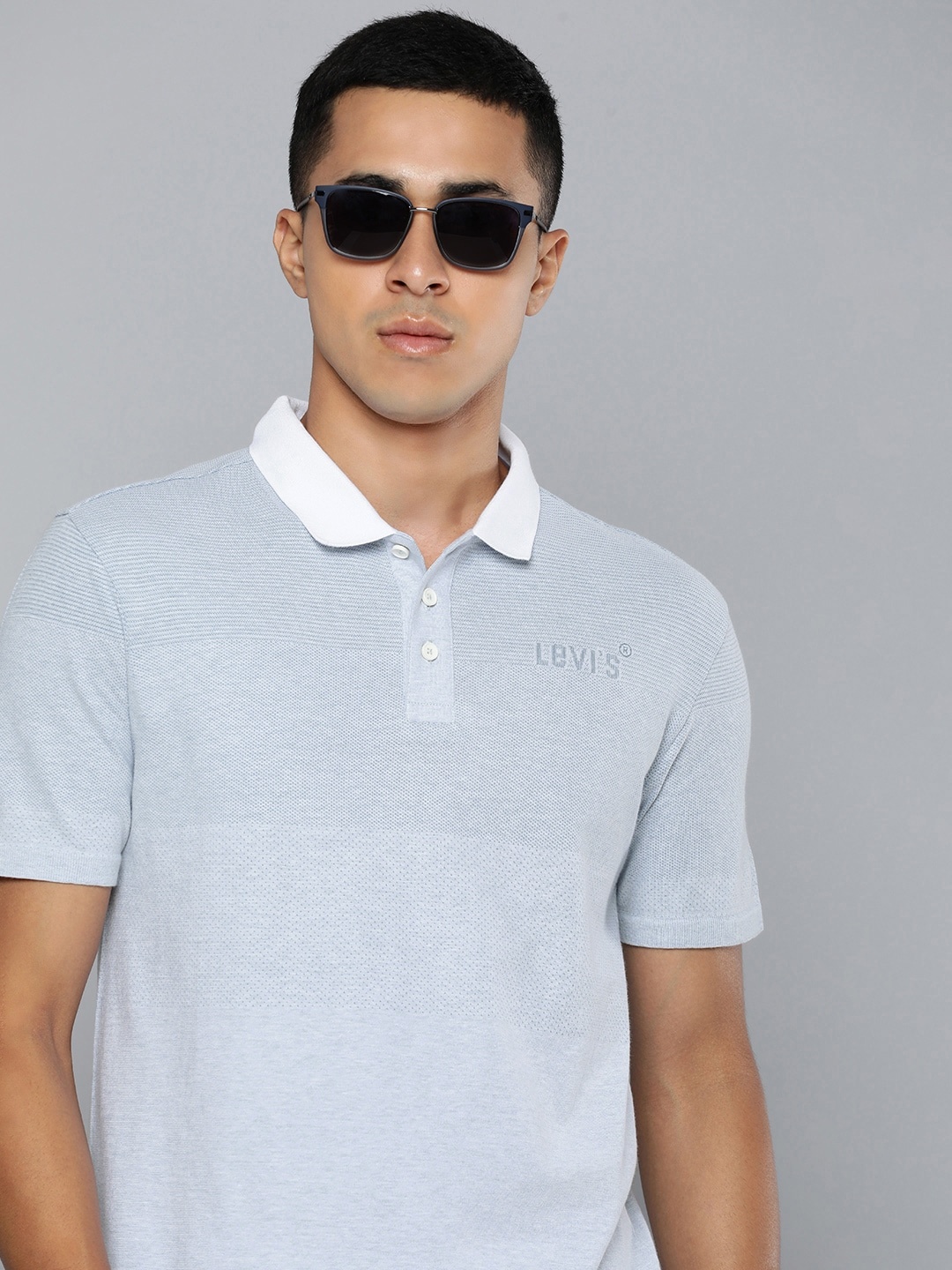 

Levis Men Self Design Polo Collar T-shirt, Blue
