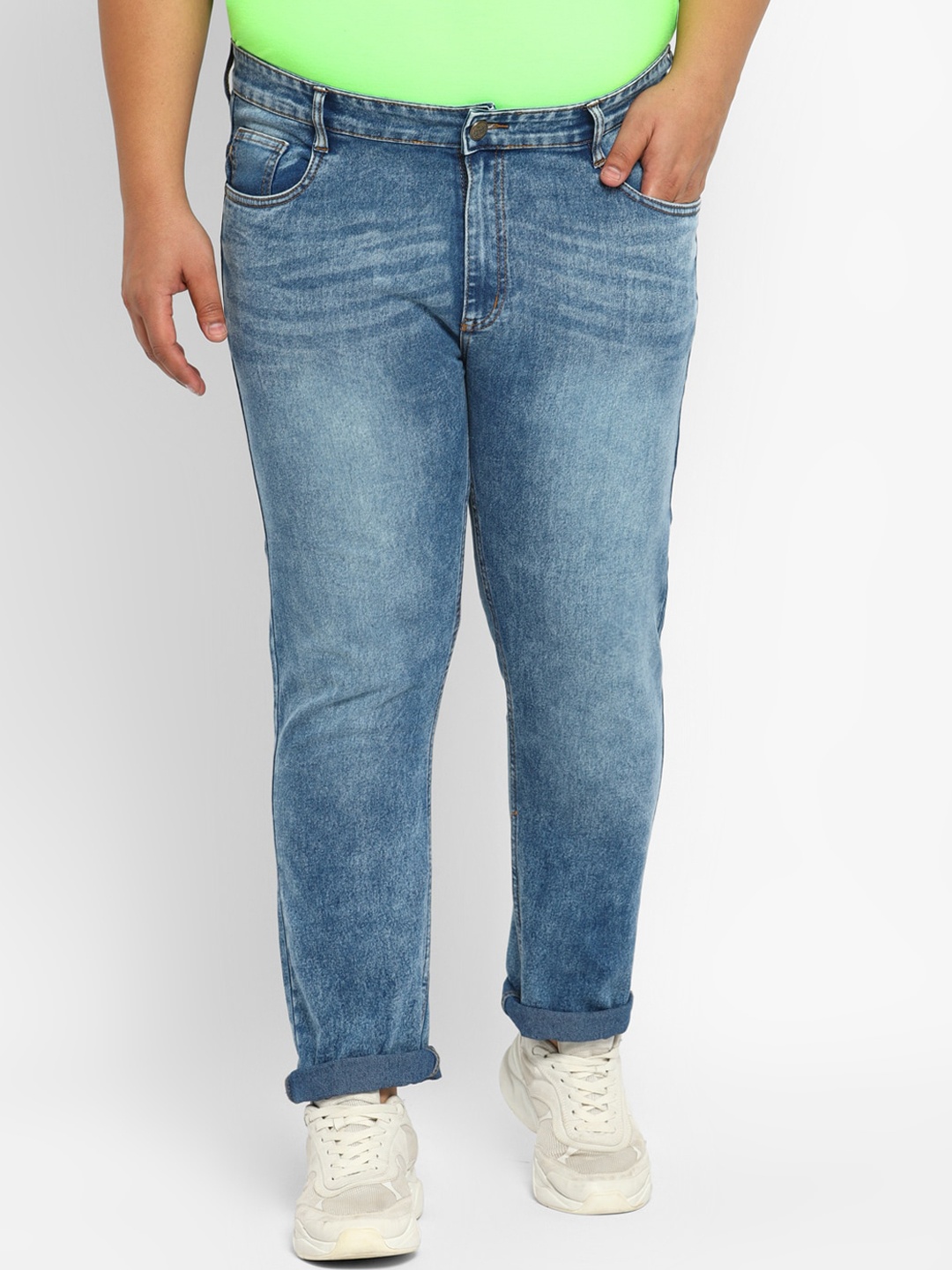 

Urbano Plus Men Regular Fit Heavy Fade Stretchable Jeans, Blue