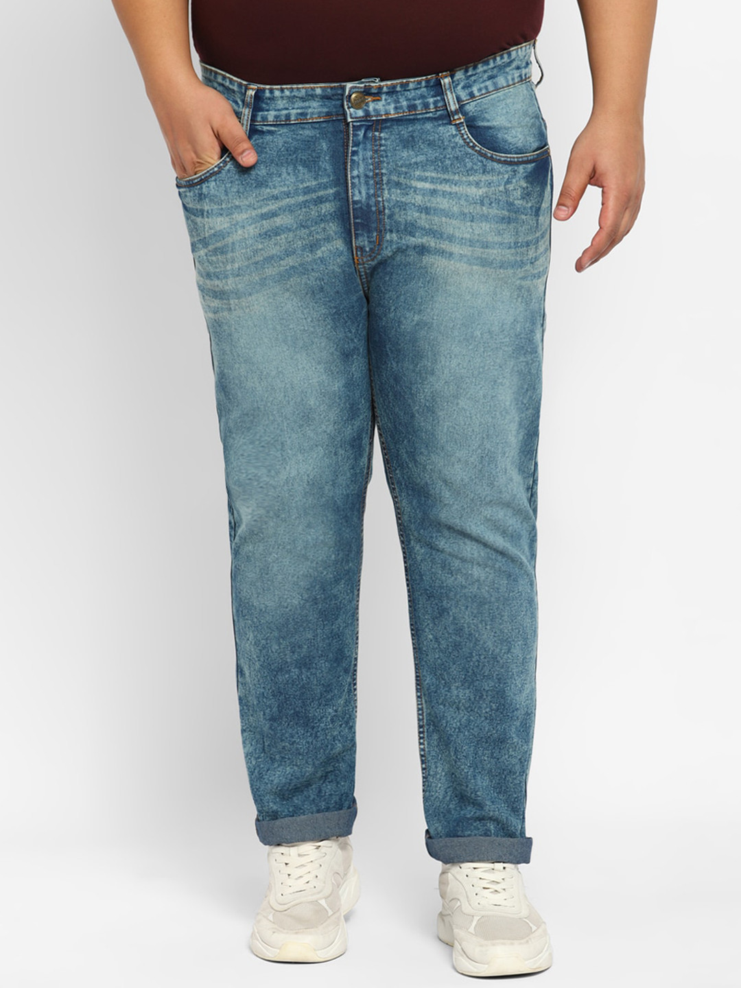 

Urbano Plus Men Regular Fit Heavy Fade Stretchable Jeans, Blue