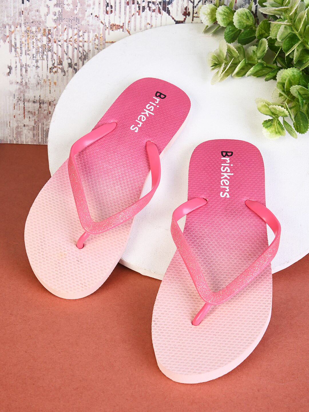 

BRISKERS Women Rubber Thong Flip-Flops, Pink
