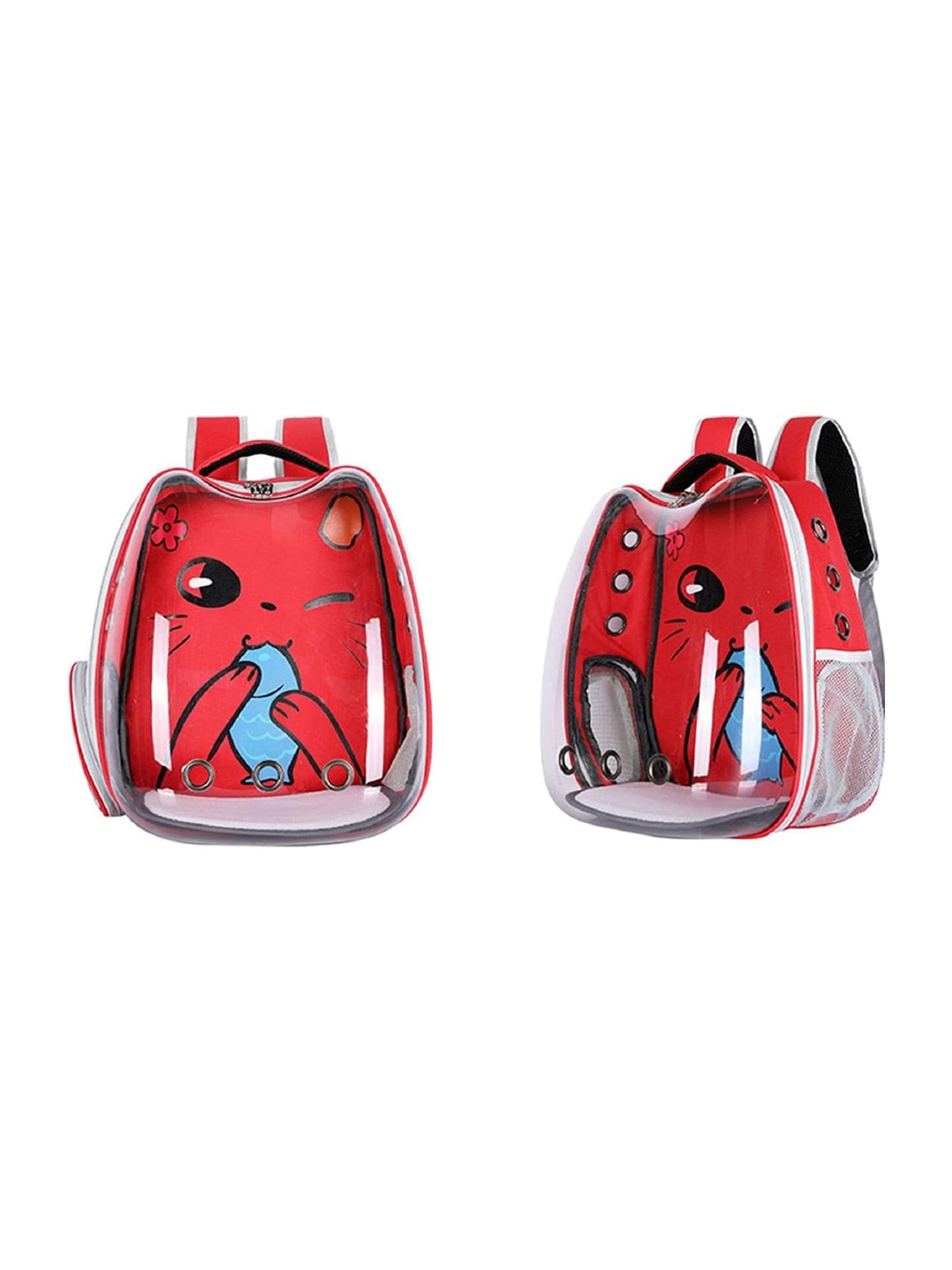 

Emily pets Printed Pet Breathable Travel Carrier Backpack, Red