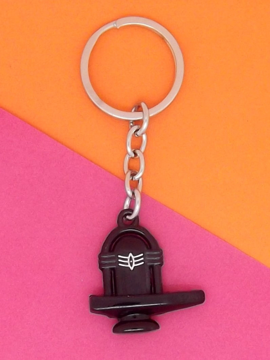 

FEMMIBELLA Anti-Scratch Rustproof Shiva Shivlinga Keychain, Silver