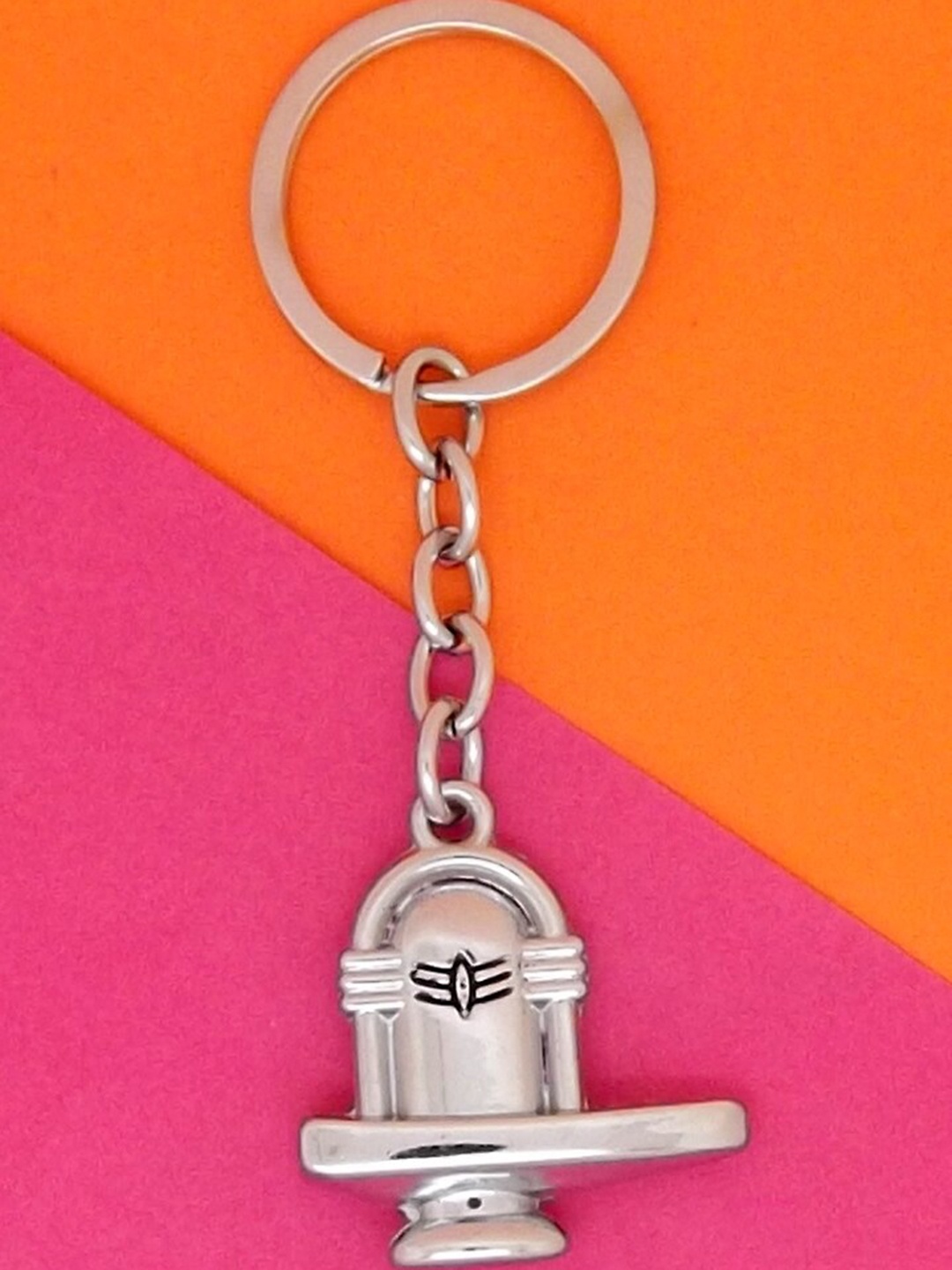 

FEMMIBELLA Anti-Scratch Rustproof Shiva Shivlinga Key chain, Silver