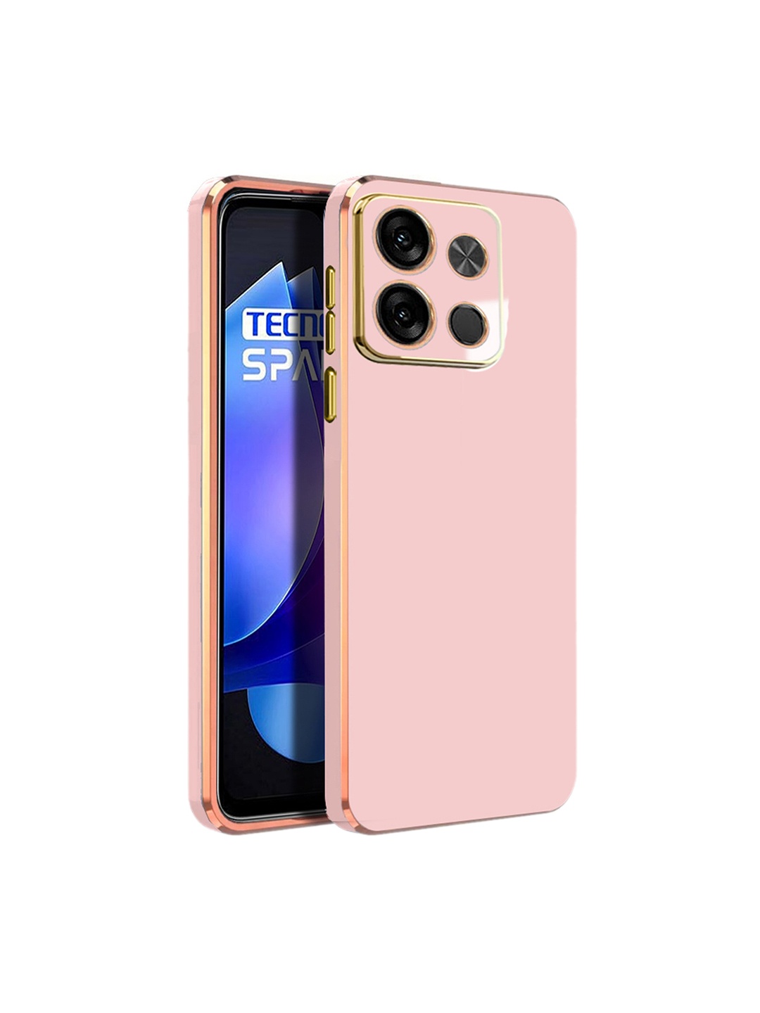 

Karwan Tecno Spark Go Electroplated Chrome 6D Phone Back Case, Pink