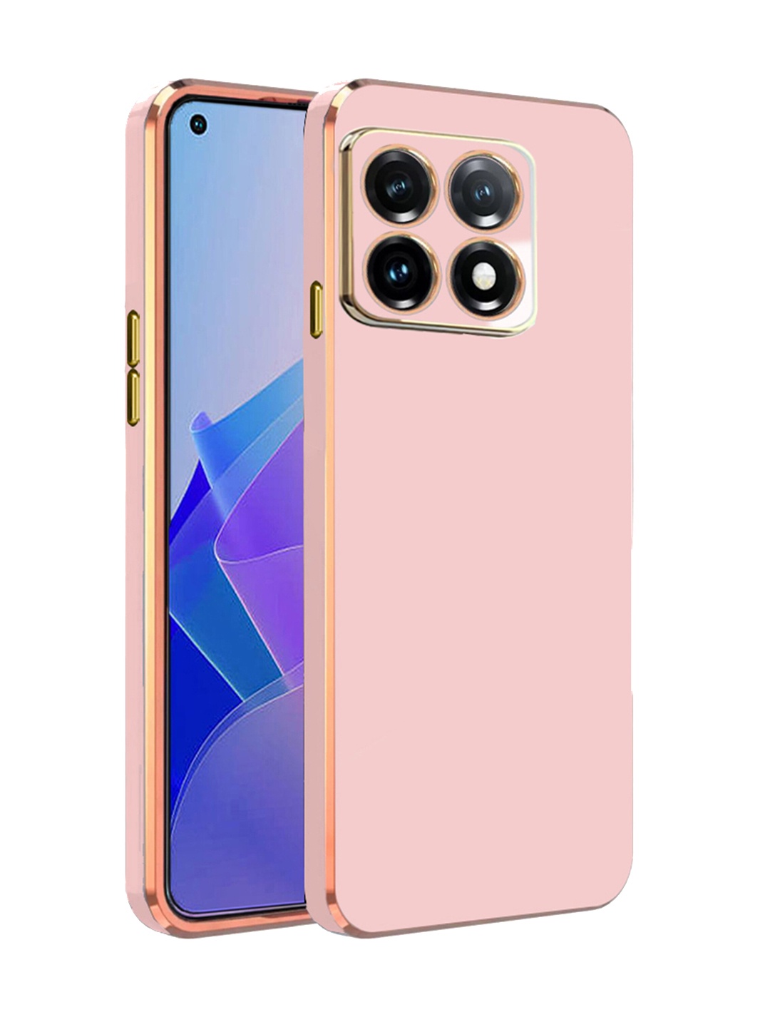 

Karwan One Plus 11R 5G Electroplated Chrome 6D Phone Back Case, Pink