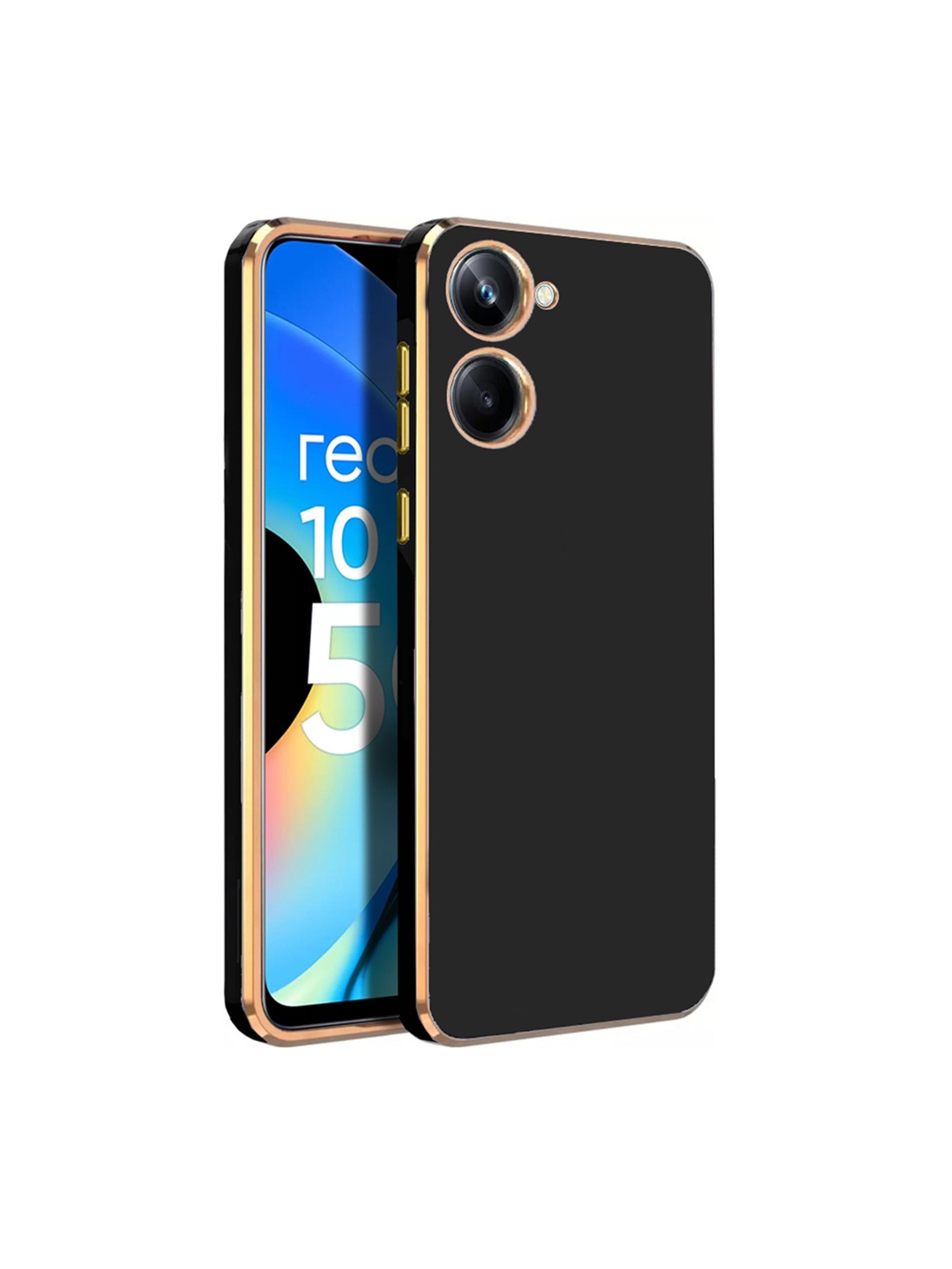 

Karwan Realme 10 Pro Electroplated Chrome 6D Phone Back Case, Black