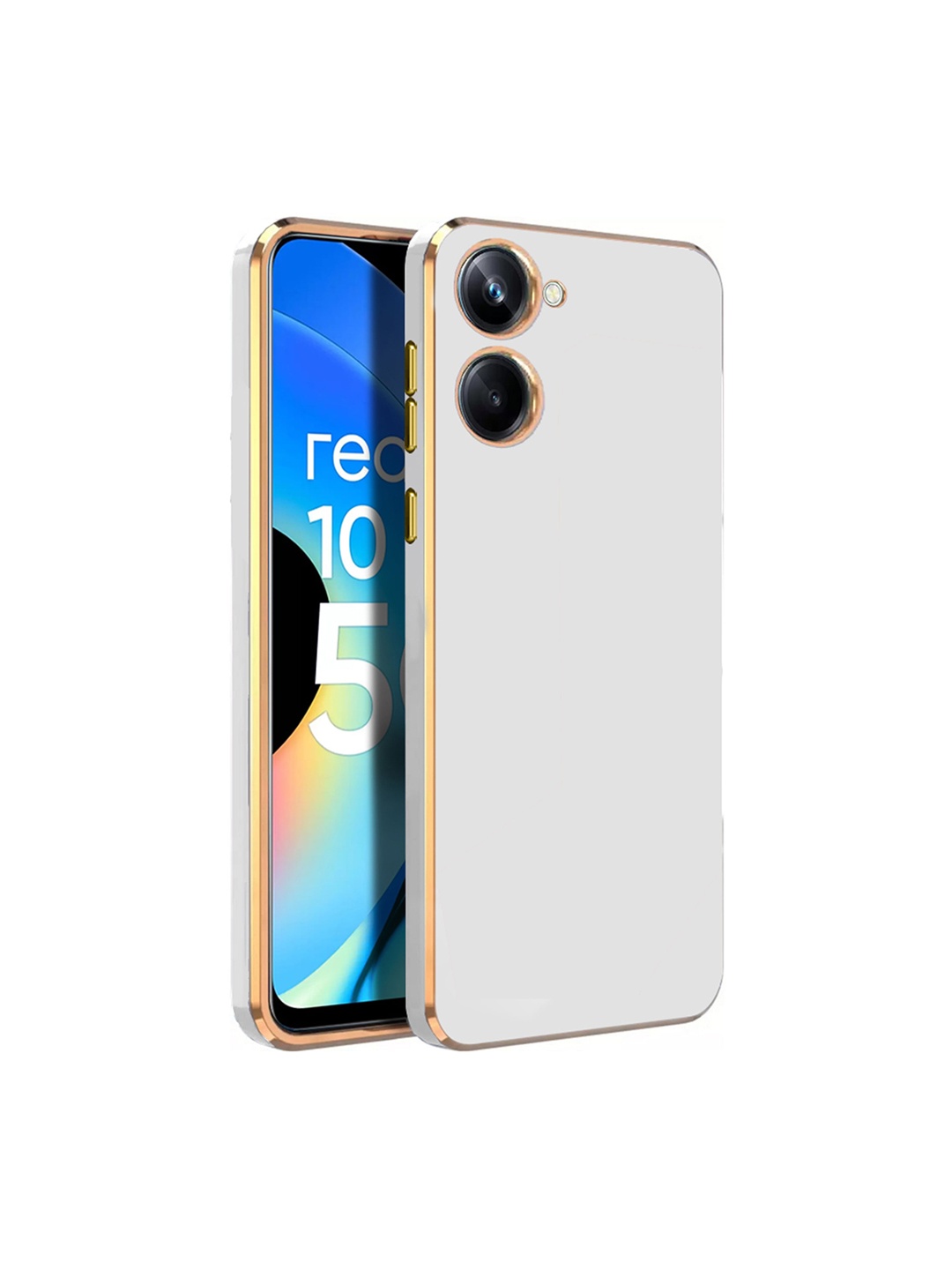 

Karwan Realme 10 Pro Electroplated Chrome 6D Phone Back Case, White